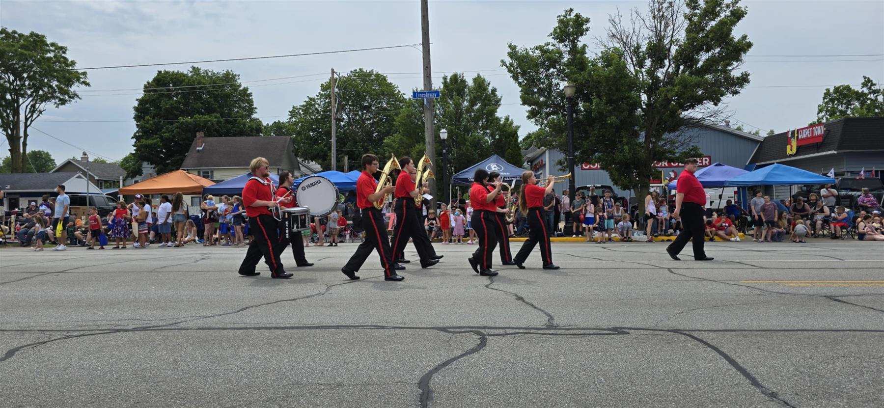 The Edison Band marching down Lincolnway in LaPorte during the parade as they approach the turn at J Street.